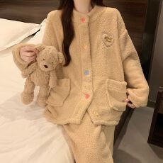 睡衣女冬季新款半边绒舒适可爱卡通保暖小众爆款公主风家居服套装