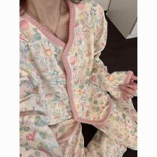 批发空气棉 甜美趣味卡通<b class='q'>印花</b>保暖空气棉睡衣女秋冬季家居服<b class='q'>套装</b>