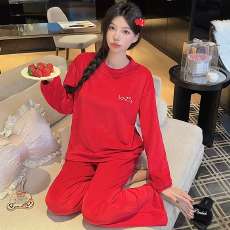 批发冬季新款海岛绒<b class='q'>睡衣</b>女纯色套头圆领<b class='q'>卡通</b>刺绣保暖加绒家居服套装