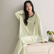 批发春秋新款<b class='q'>纯棉</b>女士长袖长裤套头<b class='q'>睡衣</b>7A抗菌时尚休闲女家居服