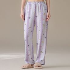 批发2025春秋新款女士纯棉长裤可外穿休闲简约中腰直筒家居裤可外穿