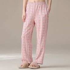 批发2025春秋新款女士纯棉长裤可外穿休闲简约中腰直筒家居裤可外穿