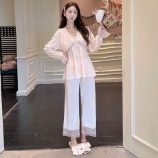 批发带胸垫<b class='q'>金丝</b>绒睡衣<b class='q'>女</b>2025秋冬季时尚套装休闲可外穿家居服