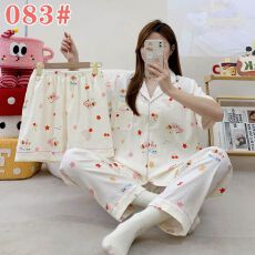 批发新款春夏云朵棉睡衣女网红ins风亲肤舒适短袖短裤<b class='q'>长裤</b>三件套套装
