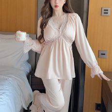 批发性感纯欲风冰丝长袖<b class='q'>睡衣</b>女士春秋季蕾<b class='q'>丝绸</b>2026新款高级家居服套装