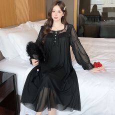 批发春季<b class='q'>公主</b>风仿棉里布蕾丝甜美网纱带胸垫中长款<b class='q'>睡裙</b>