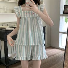 批发2026年新款睡衣女云朵棉夏季薄款短袖<b class='q'>可爱</b>套装网红可外穿家居服