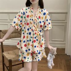 批发2026新款云朵棉睡衣女<b class='q'>开衫</b>短袖短裤<b class='q'>夏季</b>薄款舒适睡衣套装