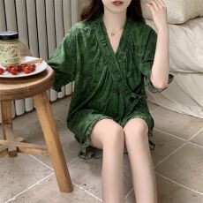 批发2026新款云朵棉睡衣女<b class='q'>开衫</b>短袖短裤<b class='q'>夏季</b>薄款舒适睡衣套装