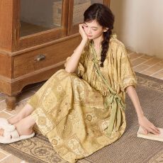 批发云朵棉和服裙女士2026年夏季带胸垫新款中长款甜美风家居服套装