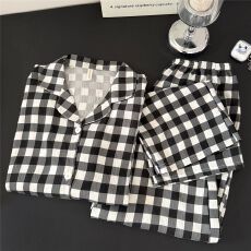 批发云朵棉睡衣男女同款春季新款<b class='q'>长袖</b>开衫ins<b class='q'>韩版</b>加大情侣家居服套装