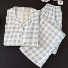 批发云朵棉睡衣男女同款春季新款<b class='q'>长袖</b>开衫ins<b class='q'>韩版</b>加大情侣家居服套装