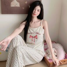 批发春季新款<b class='q'>莫代尔</b>睡衣女性感<b class='q'>吊带</b>三件套带胸垫甜美家居服套装