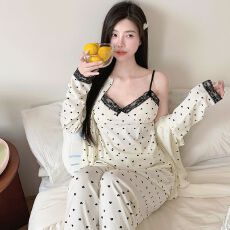 批发春季新款<b class='q'>莫代尔</b>睡衣女性感<b class='q'>吊带</b>三件套带胸垫甜美家居服套装