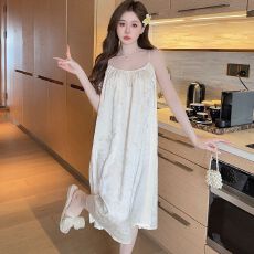 批发实拍夏季<b class='q'>性感</b>睡衣女冰丝吊带<b class='q'>睡裙</b>宽松中长款家居服纯欲风甜美可爱