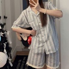 批发日系新款<b class='q'>睡衣</b>女100%<b class='q'>婴儿</b>A类棉甜美两件套家居服