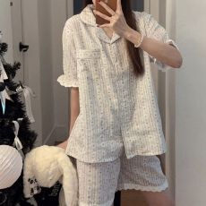 批发日系新款<b class='q'>睡衣</b>女100%<b class='q'>婴儿</b>A类棉甜美两件套家居服