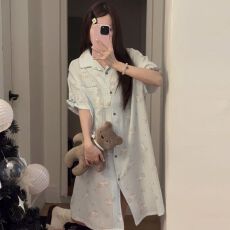 批发<b class='q'>全棉</b>纱布睡裙女100%棉麻甜美中长款日系格子睡裙