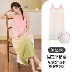 批发女款吊带睡裙套头带胸垫爽棉<b class='q'>纯棉</b>家居服休闲<b class='q'>睡衣</b>