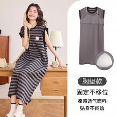 批发女款背心睡裙套头带胸垫爽棉<b class='q'>纯棉</b>家居服休闲<b class='q'>睡衣</b>