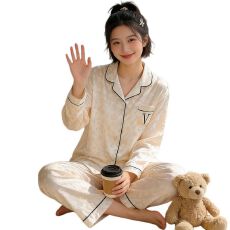 批发ins风法式高级感维密提花长袖家居服仿<b class='q'>真丝</b>婚庆<b class='q'>睡衣</b><b class='q'>套装</b>