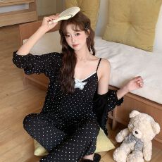 批发三件套 莱赛尔春夏新款睡衣女家居服套装