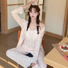 批发三件套 莱赛尔春夏新款睡衣女家居服套装