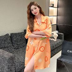 批发睡衣女 高密度冰雪丝女长裙 均码