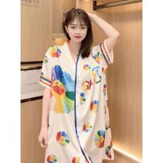 批发睡衣女太阳花冰雪丝V领裙 均码 春季 短袖 舒适家居裙
