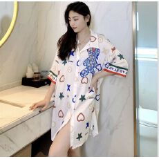 批发睡衣女 七分袖 优质冰雪丝 女款 春季 时尚舒适家居裙 均码