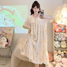 批发夏季新款云朵棉甜美卡通爆款短袖睡裙家居服<b class='q'>加肥</b>大码家居服