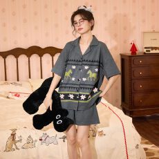 批发2026新款仿棉拉架睡衣女短袖<b class='q'>短裤</b>夏季薄款甜美可爱可外穿家居服