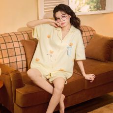 批发2026新款仿棉拉架睡衣女短袖<b class='q'>短裤</b>夏季薄款甜美可爱可外穿家居服