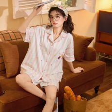 批发2026新款仿棉拉架睡衣女短袖<b class='q'>短裤</b>夏季薄款甜美可爱可外穿家居服