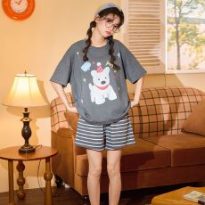 批发2026新款仿棉拉架睡衣<b class='q'>女</b>短袖<b class='q'>短裤</b>夏季薄款舒适睡衣<b class='q'>套装</b>