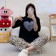 批发夏季睡衣<b class='q'>女</b>短袖长裤卡通休闲宽松家居服<b class='q'>套装</b>仿棉170克