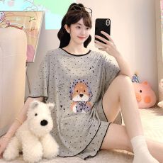 批发睡衣女夏季新款<b class='q'>莫代尔</b>印花短袖套装宽松大码220斤可穿<b class='q'>家居服</b>M-5XL