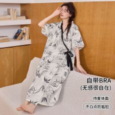 批发夏季新款云朵棉睡裙女休闲带胸垫家居服可以外出