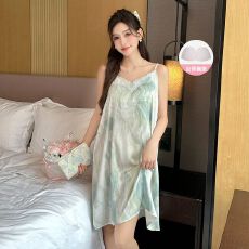 批发夏季冰雪丝带胸垫性感吊带睡衣女士家居服休闲睡裙