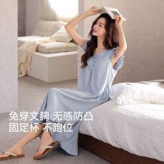 批发【带胸垫】夏季新款RC莫代尔女无袖睡裙时尚休闲女家居服