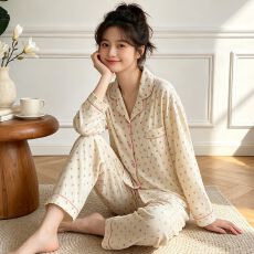 批发甜美小草莓<b class='q'>长袖</b>长裤仿棉拉架可爱女家居服舒适<b class='q'>睡衣</b>套装