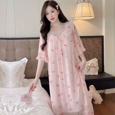 批发夏季<b class='q'>公主</b>风仿棉里布蕾丝甜美网纱仙女款<b class='q'>睡裙</b>带胸垫