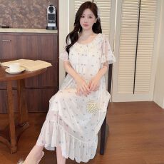 批发夏季<b class='q'>公主</b>风仿棉里布蕾丝甜美网纱仙女款<b class='q'>睡裙</b>带胸垫