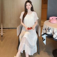 批发夏季<b class='q'>公主</b>风仿棉里布蕾丝甜美网纱仙女款<b class='q'>睡裙</b>带胸垫