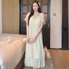 批发夏季<b class='q'>公主</b>风仿棉里布蕾丝甜美网纱仙女款<b class='q'>睡裙</b>带胸垫