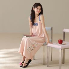 批发【带胸垫】夏季新款纯棉女<b class='q'>吊带</b><b class='q'>睡裙</b>性感卡通女家居服