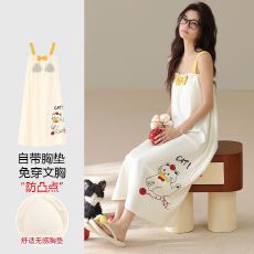 批发【带胸垫】夏季新款纯棉女<b class='q'>吊带</b><b class='q'>睡裙</b>性感卡通女家居服