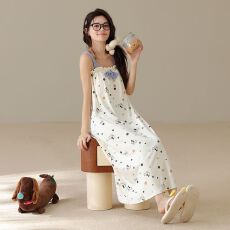 批发【带胸垫】夏季新款纯棉女<b class='q'>吊带</b><b class='q'>睡裙</b>性感卡通女家居服