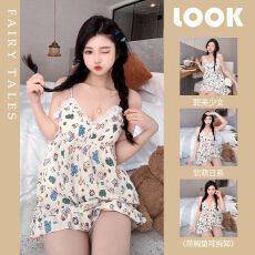 批发云朵棉带胸垫吊带 <b class='q'>睡衣</b>女甜美短袖短裤外穿家居服夏天套装