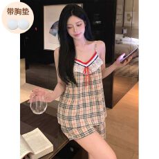 批发夏季新款云朵棉吊带短裤套装 <b class='q'>睡衣</b>女 不可拆卸胸垫
